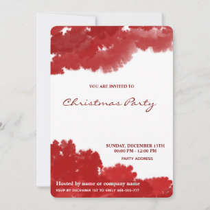 Rotes Aquarell elegantes Weihnachtsgeschenk-Party Einladung