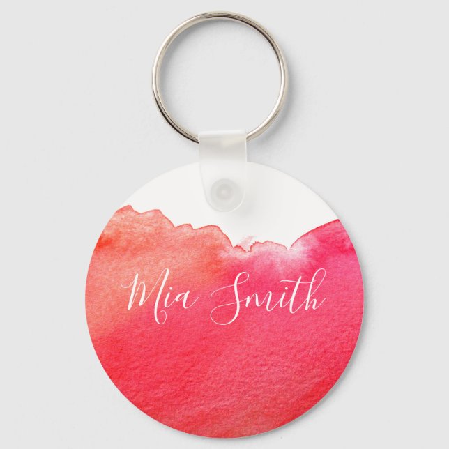 Rotes Aquarell niedlicher Geschenkname Schlüsselanhänger (Vorderseite)