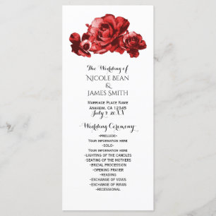 Rotes Aquarell Vintage-Rosen Hochzeitsprogramm-Reg Programm