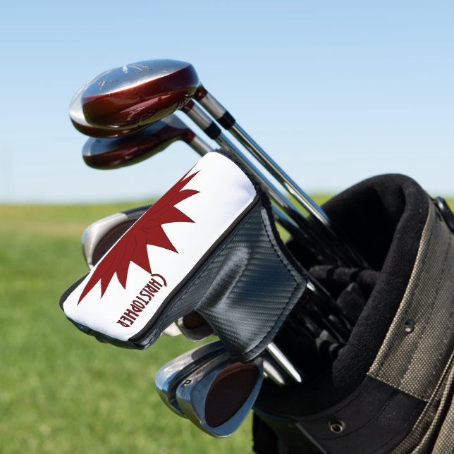 Rotes Art Deco-Kronendesign Golf Headcover (In Situ)
