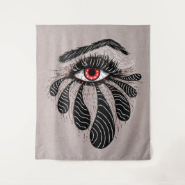 Rotes Auge Schwarze Tränen Gothic Wandteppich