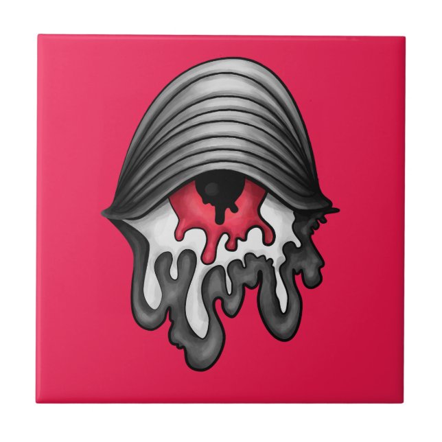 Rotes Auge: Surrealer Horror Fliese (Vorderseite)