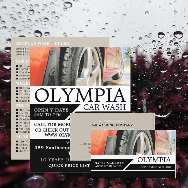 Rotes Auto, Auto Wash, Reinigungsservice Werbung Flyer (Von Creator hochgeladen)