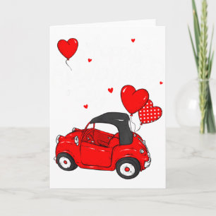 Rotes Auto mit Herzen Frohen Valentinstag Geschenk Karte