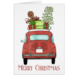 Rotes Auto mit Weihnachtsgeschenken