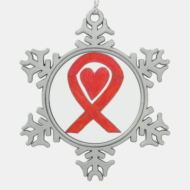 Rotes Awareness Ribbon Herz Charm Holiday Ornament (Vorderseite)