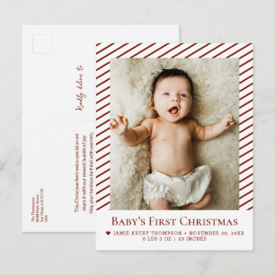Rotes Baby - Erstes Weihnachten Benutzerdefinierte Postkarte