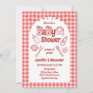 Rotes BaByQ-Baby-Shower-Barbecue Einladung