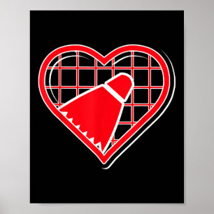 Rotes Badminton-Herz für Badminton-Liebhaber Poster