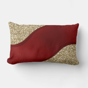 Rotes Band auf goldenem Hintergrund Lendenkissen