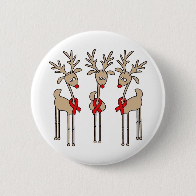 Rotes Band-Ren - AIDS u. HIV Button (Vorderseite)