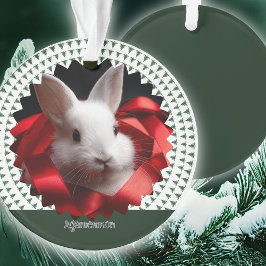 Rotes Band weiße Hase Weihnachtsbaum Ornament
