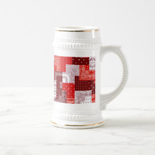 Rotes Bandana-Patchwork-Paisley-Nähmuster Bierglas