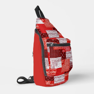 Rotes Bandana-Patchwork-Paisley-Nähmuster Crossbody Bag