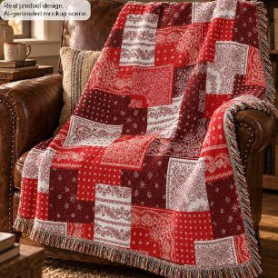 Rotes Bandana-Patchwork-Paisley-Nähmuster Decke