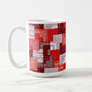 Rotes Bandana-Patchwork-Paisley-Nähmuster Kaffeetasse