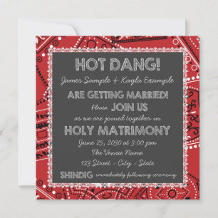 Rotes Bandana Rustikale Landhochzeit-Schiefertafel Einladung