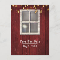 Rotes Barfenster und Lichter Rustikal Save the Dat