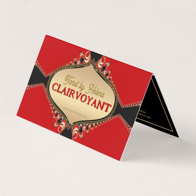Rotes Barock Elegantes Tarot Visitenkarten (Vorderseite)