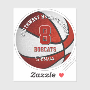 Rotes Basketball-Team färbt den Namen der Kinder Aufkleber