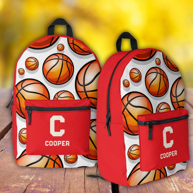 Rotes Basketballmuster Bedruckter Rucksack (Von Creator hochgeladen)