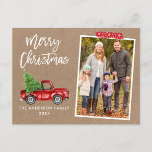 Rotes Bastelband LKW Pinsel Schrift Kraft Weihnach Postkarte