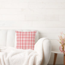 Rotes Beige Ästhetisches Kariertes Throw Kissen