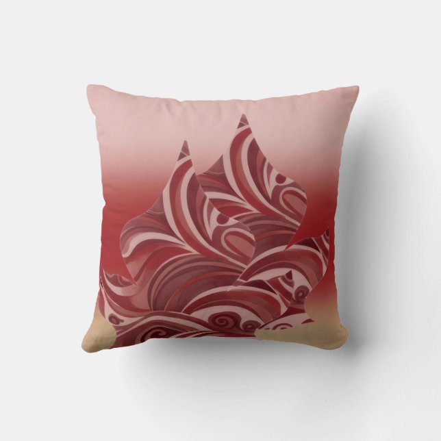 Rotes Beiges Blatt Kissen (Rückseite)