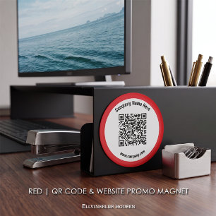 Rotes benutzerdefiniertes QR-Code- und Website-Pro Magnet