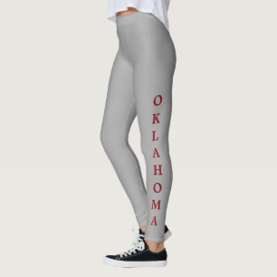 Rotes Beschriftungs-Grau Oklahomas Leggings