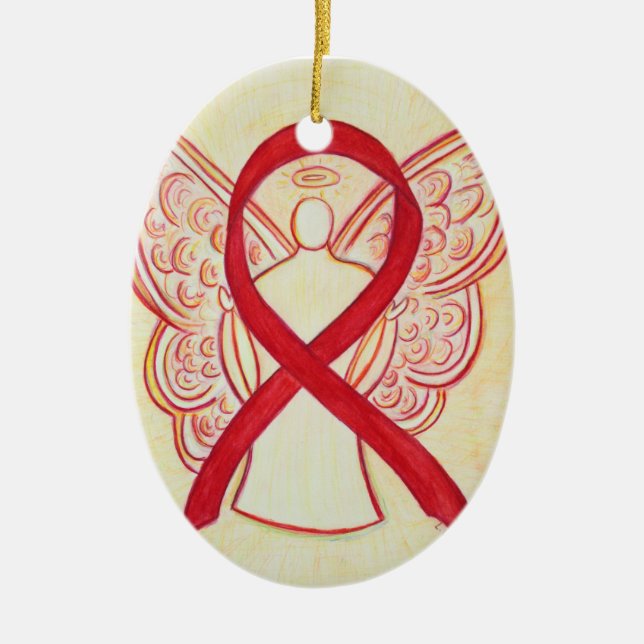 Rotes Bewusstsein Ribbon Angel Ornament (Vorne)