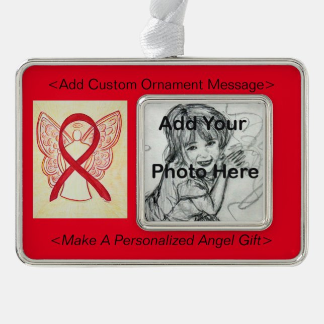Rotes Bewusstsein Ribbon Angel Ornament Rahmen-Ornament Silber (Vorderseite)