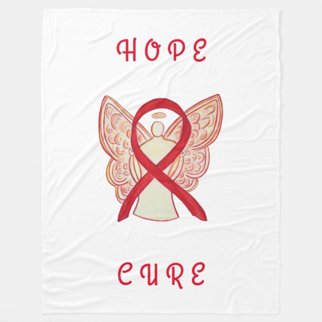 Rotes Bewusstsein Ribbon Cancer Engel Fleece Blank (Vorderseite)