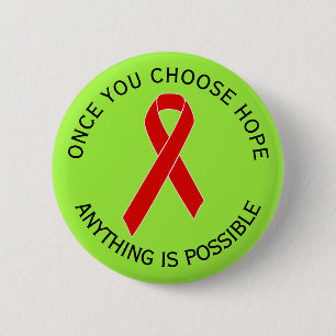 Rotes Bewusstseins-Band + Ihre Mitteilung Button