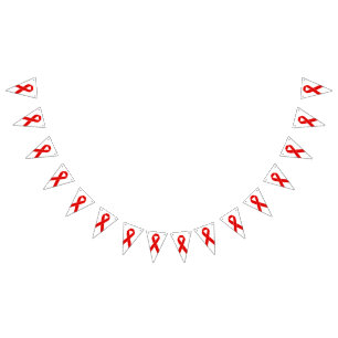 Rotes Bewusstseins-Band + Ihre Mitteilung Wimpelkette