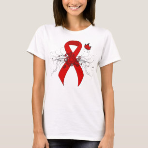 Rotes Bewusstseinsband mit Schmetterling T-Shirt