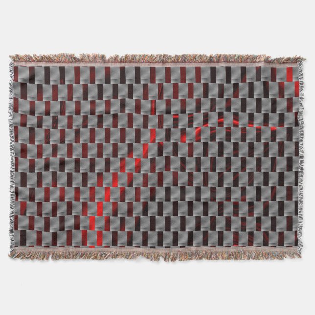 Rotes Bild unter grauen Tellern, rechteckige Forme Decke (Vorderseite)