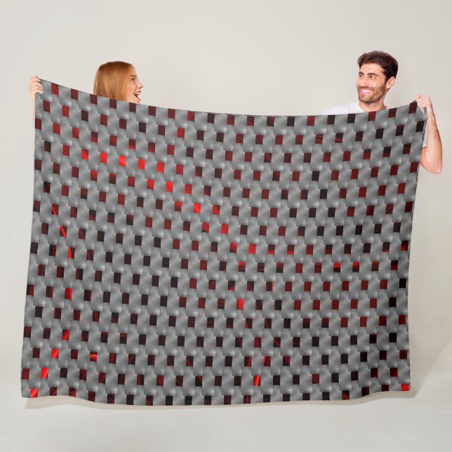 Rotes Bild unter grauen Tellern, rechteckige Forme Fleecedecke (Beispiel)