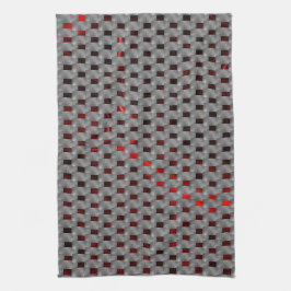 Rotes Bild unter grauen Tellern, rechteckige Forme Geschirrtuch