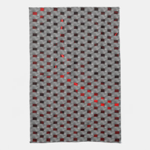 Rotes Bild unter grauen Tellern, rechteckige Forme Geschirrtuch