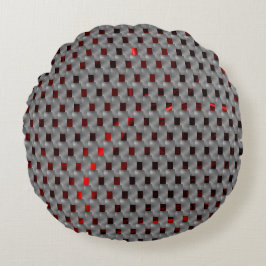 Rotes Bild unter grauen Tellern, rechteckige Forme Rundes Kissen