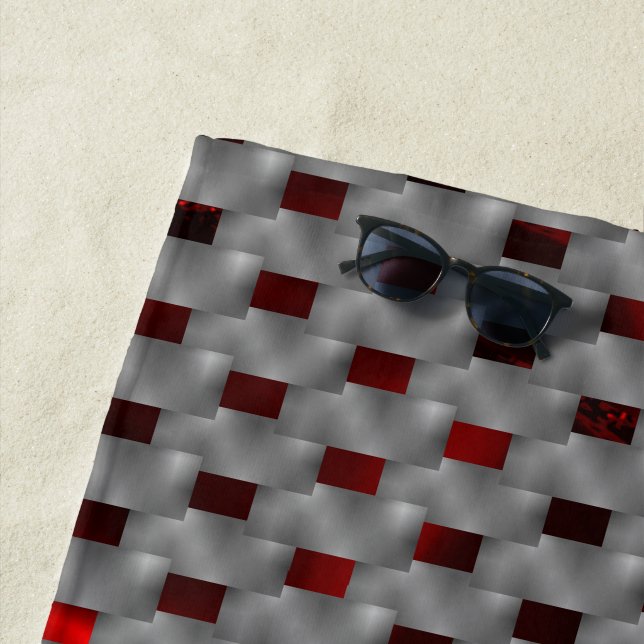 Rotes Bild unter grauen Tellern, rechteckige Forme Strandtuch (Beispiel)