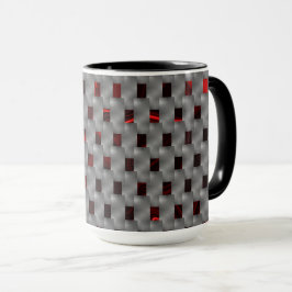 Rotes Bild unter grauen Tellern, rechteckige Forme Tasse