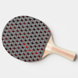 Rotes Bild unter grauen Tellern, rechteckige Forme Tischtennis Schläger