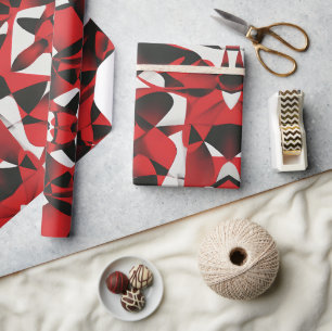 ROTES BLACK PATTEREN WRAPPAPIER GESCHENKPAPIER