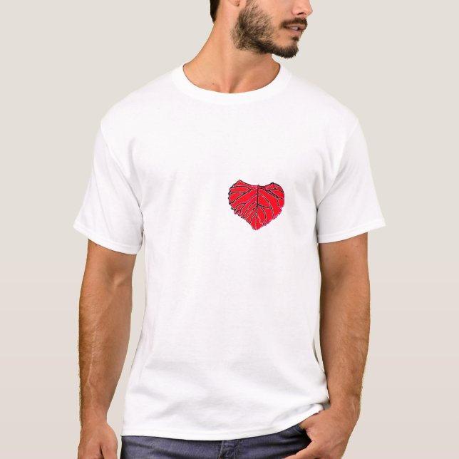 Rotes Blatt-Herz T-Shirt (Vorderseite)