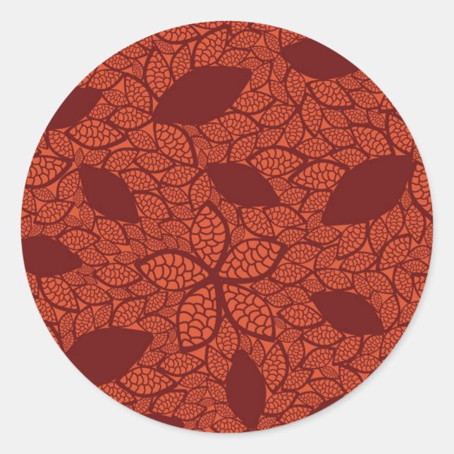 Rotes Blätter auf orange Runder Aufkleber (Vorderseite)