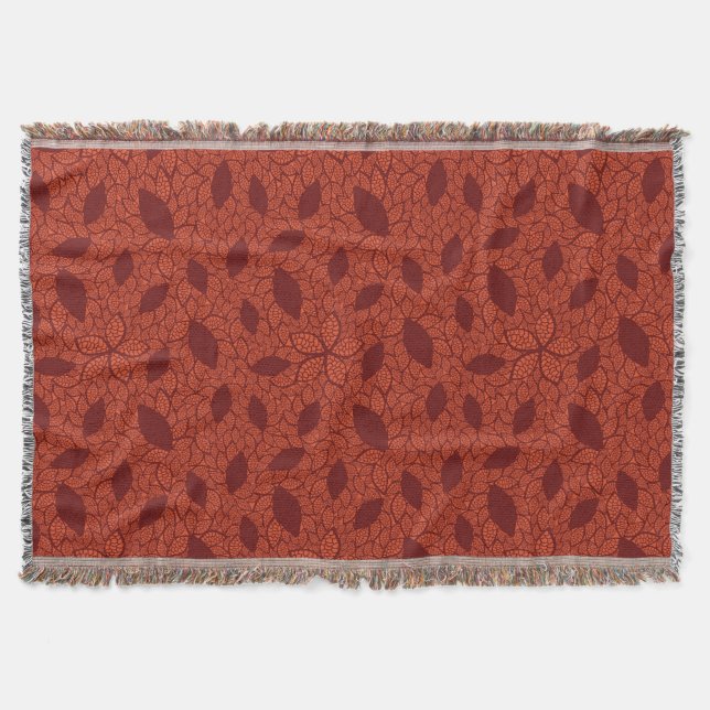 rotes Blätter-Muster auf Orange Decke (Vorderseite)
