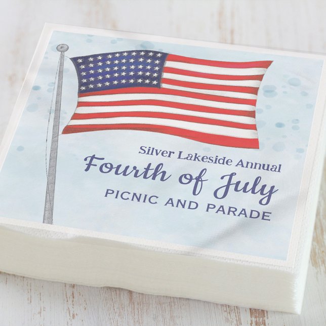 Rotes Blau Einfaches Amerikanische Unabhängigkeits Serviette (Von Creator hochgeladen)