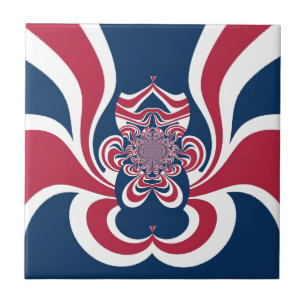 Rotes Blau Kaleidoskop Art Print Fliese